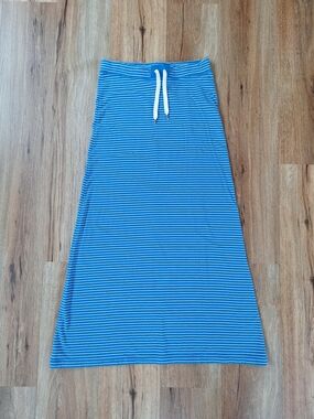LRL Ralph Lauren Jeans Striped Coastal Maxi Skirt XS Vacation Grandma Blue Y2K